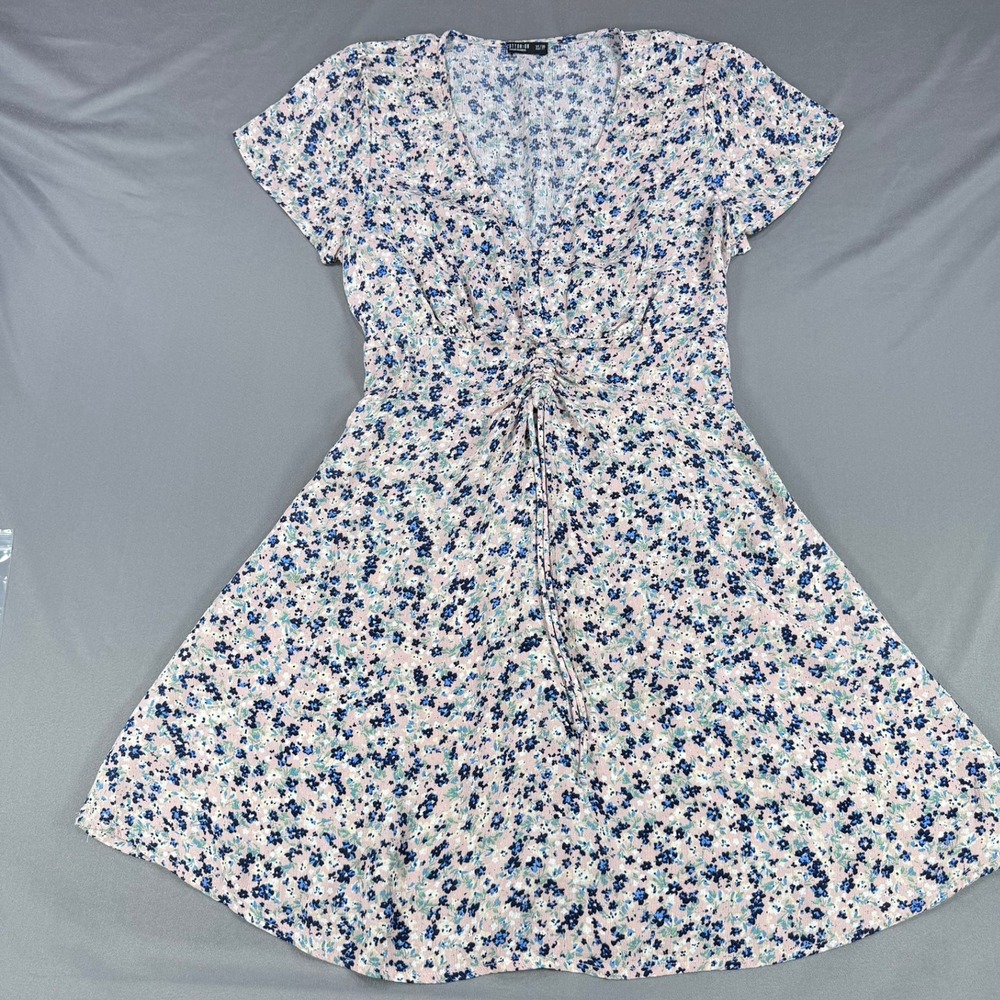 Cotton‎ On Floral Mini Dress Womens XS Pink Blue Smocked Back Casual Summer Day